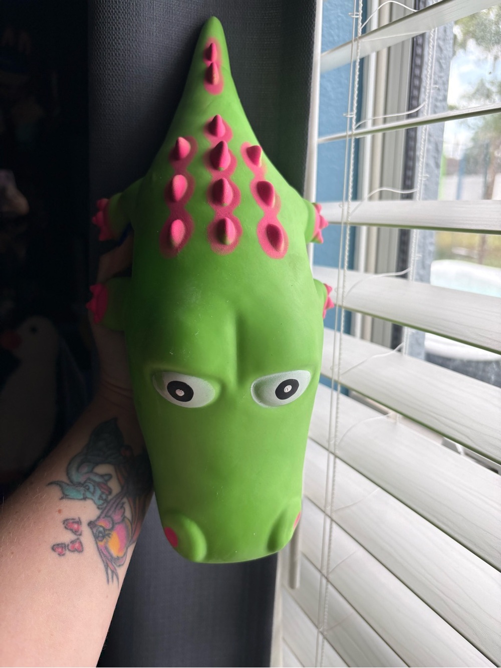 Jumbo Green & Pink Crocodile squishy toy